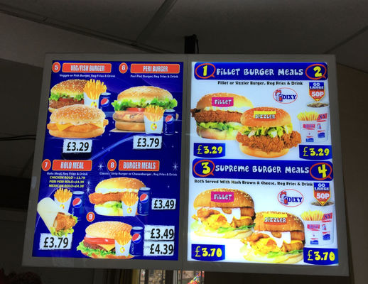 Shop store restaurant Menu display Aluminum Magnetic LED Light Box easy install and easy change graphics long life